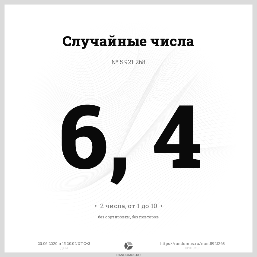 Рандомус случайных чисел для розыгрыша. Рандомус случайных чисел для розыгрыша