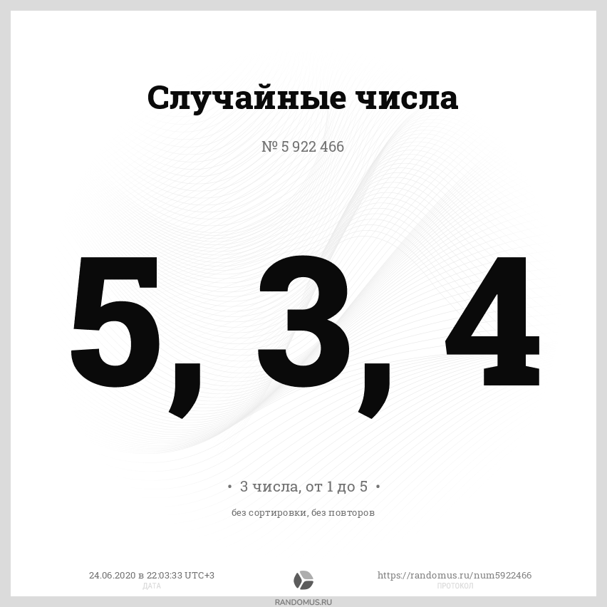 Рандомус случайных чисел для розыгрыша. Рандомус случайных чисел для розыгрыша
