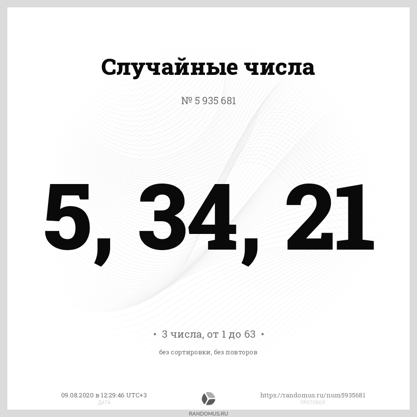 Рандомус случайных чисел для розыгрыша. Рандомус случайных чисел для розыгрыша