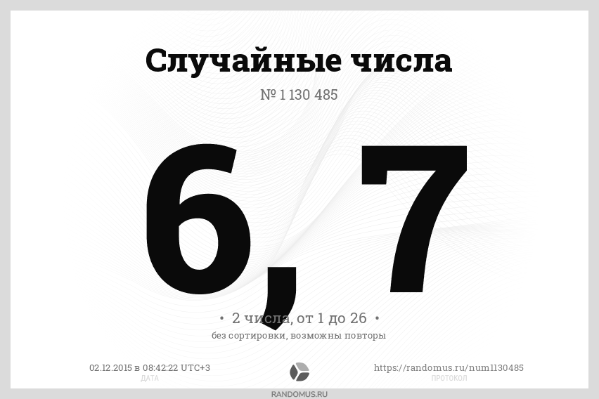 Случайные числа № 1130485