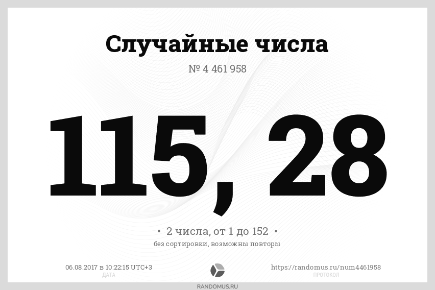 Случайные числа № 4461958