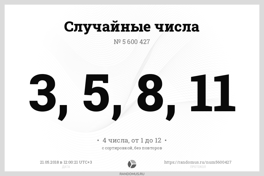 Случайные числа № 5600427