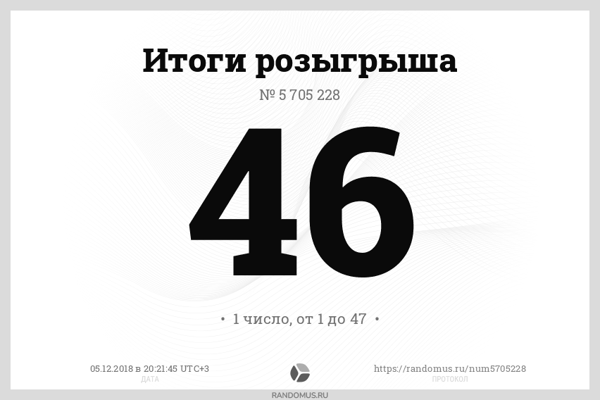 Розыгрыш № 5705228. Счастливчик декабря в СП "КлубОК"