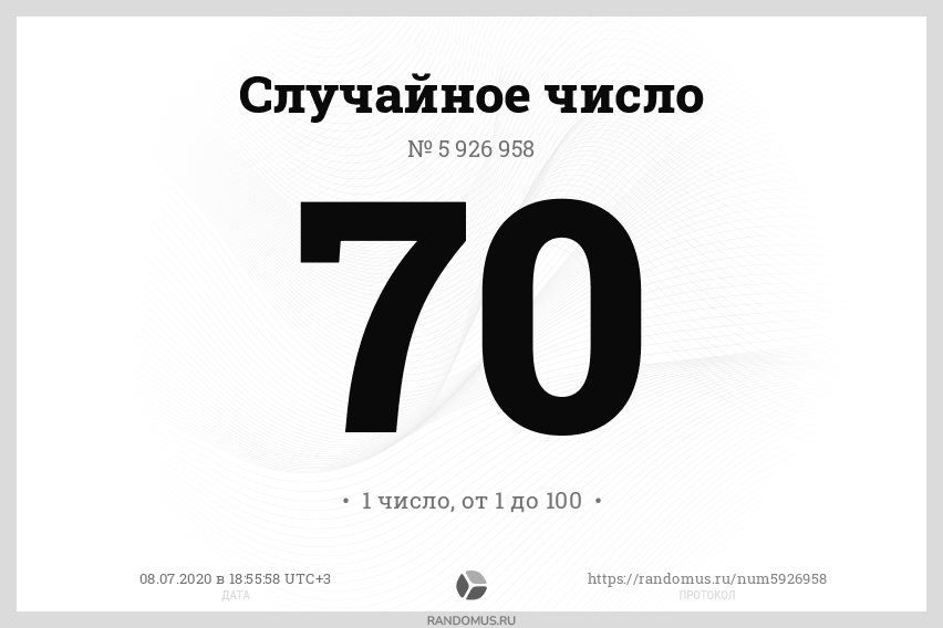 Розыгрыш чисел число