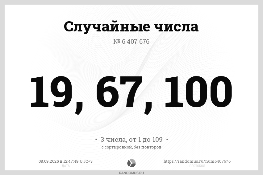 Случайные числа № 6407676