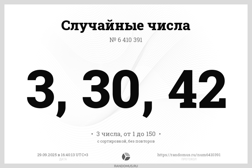 Случайные числа № 6410391