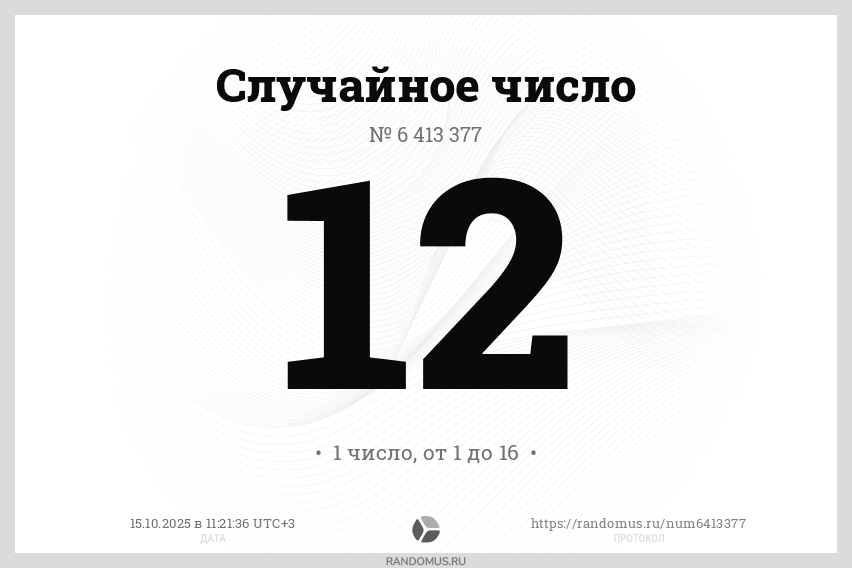 Случайное число № 6413377