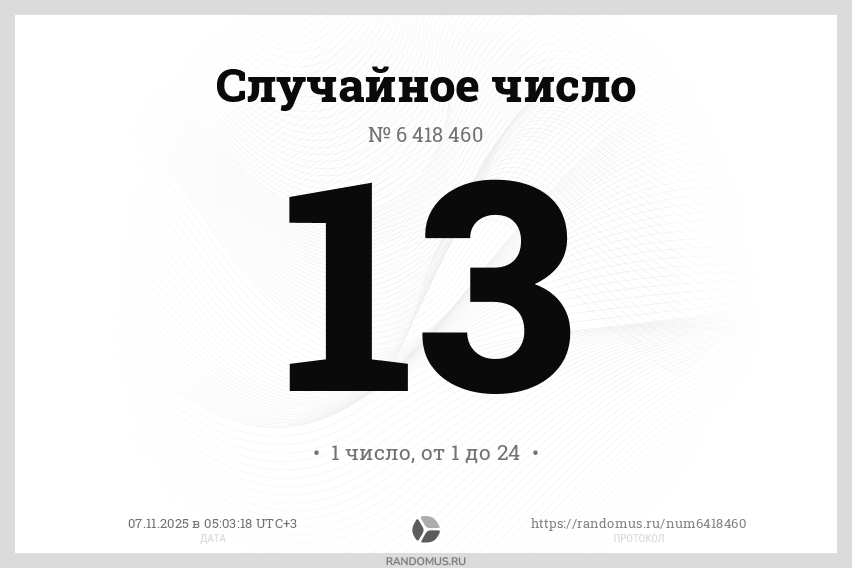 Случайное число № 6418460