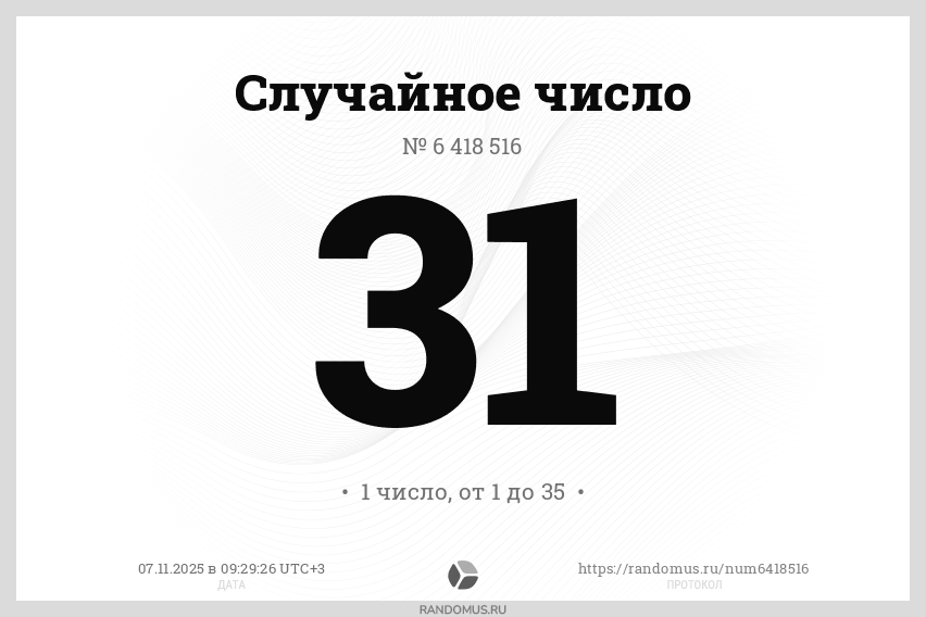 Случайное число № 6418516
