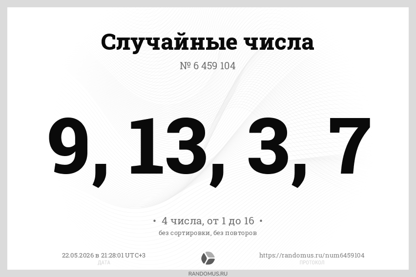 Случайные числа № 6459104