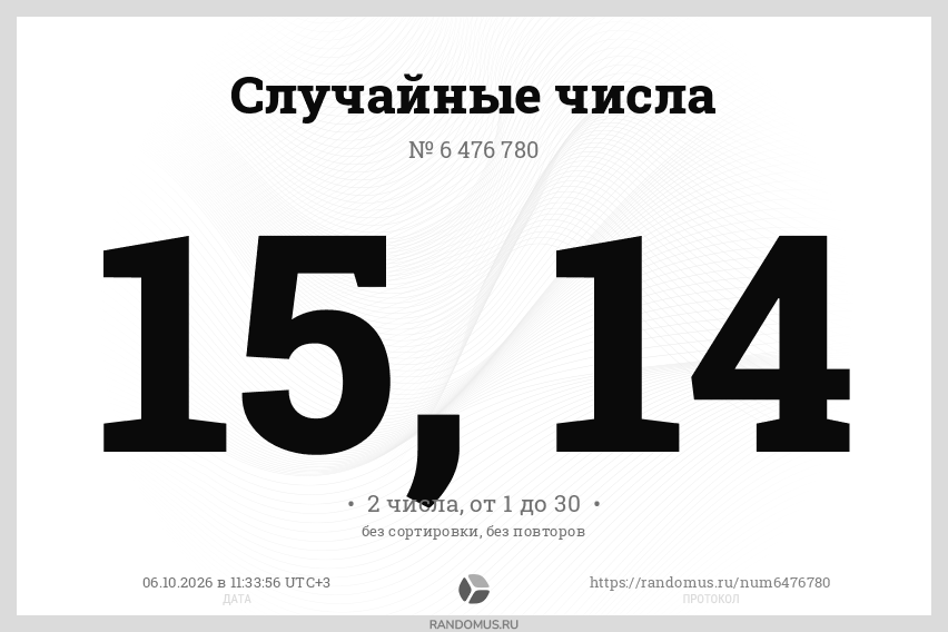 Случайные числа № 6476780