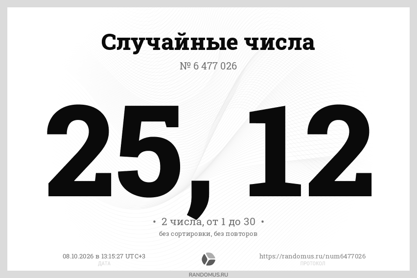 Случайные числа № 6477026